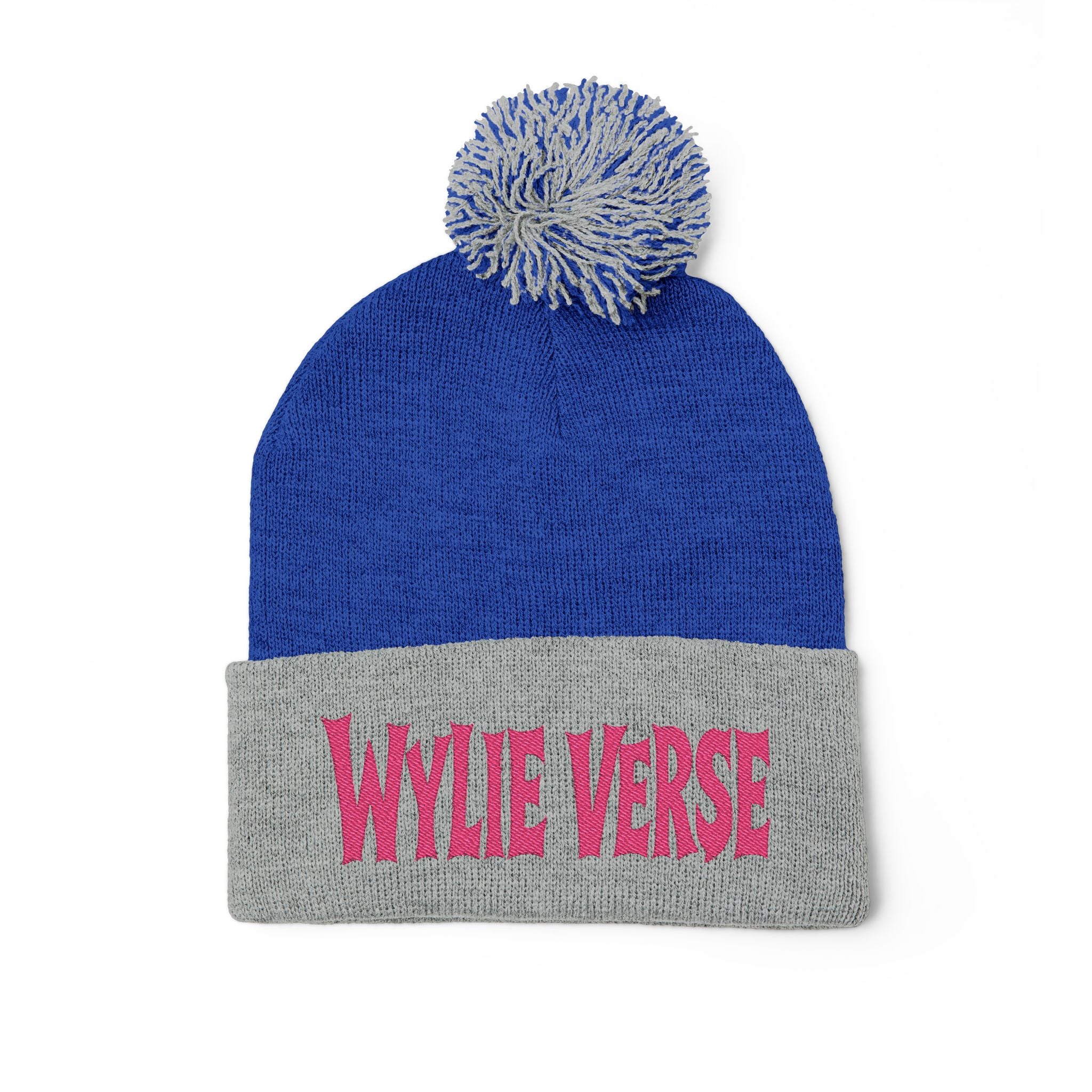 Wylie Verse Pom-Pom Knit Cap with Embroidery