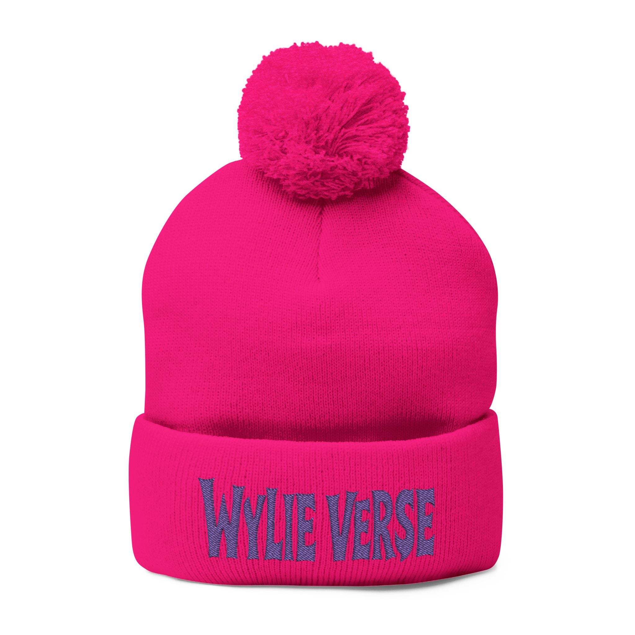 Wylie Verse Pom-Pom Knit Cap with Embroidery