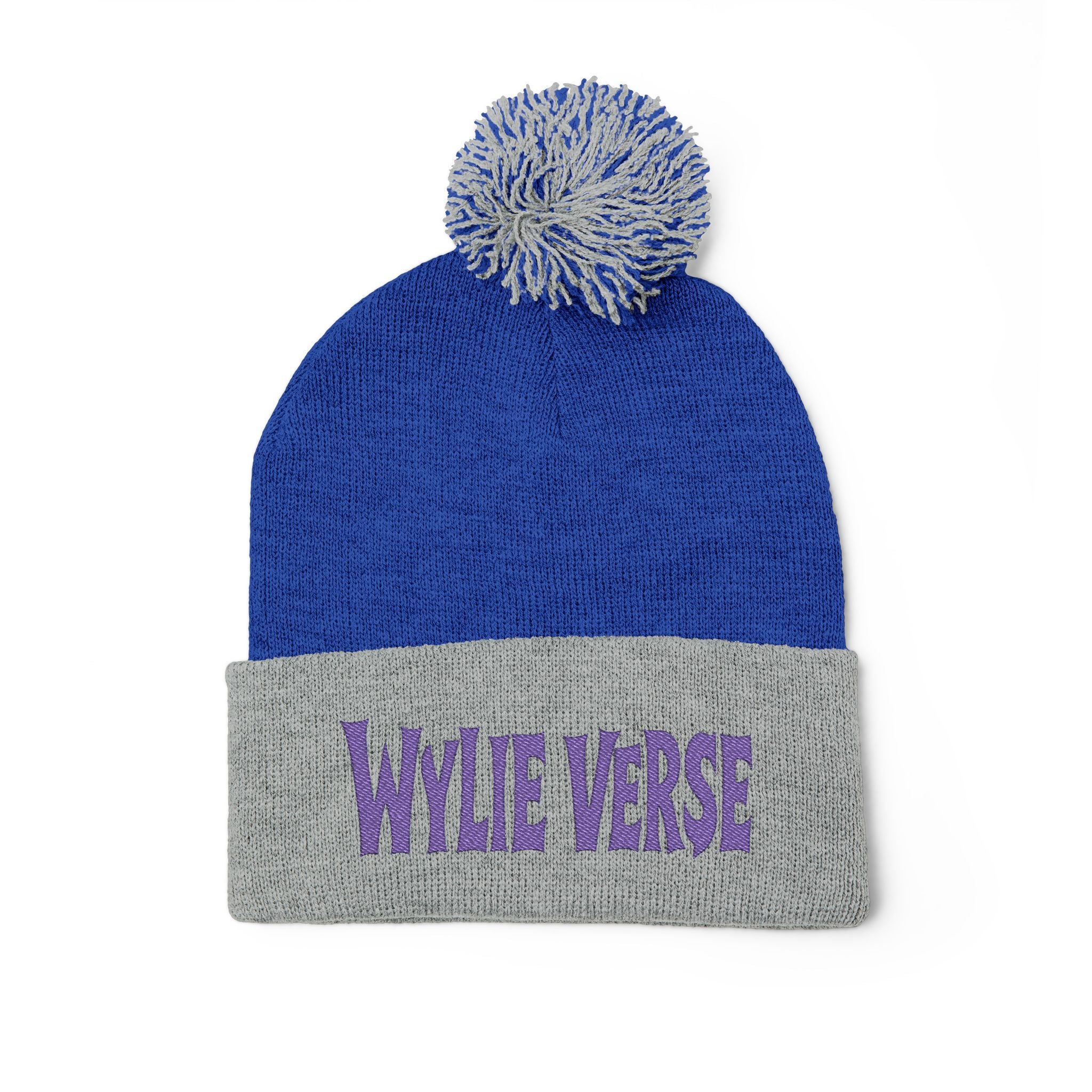 Wylie Verse Pom-Pom Knit Cap with Embroidery