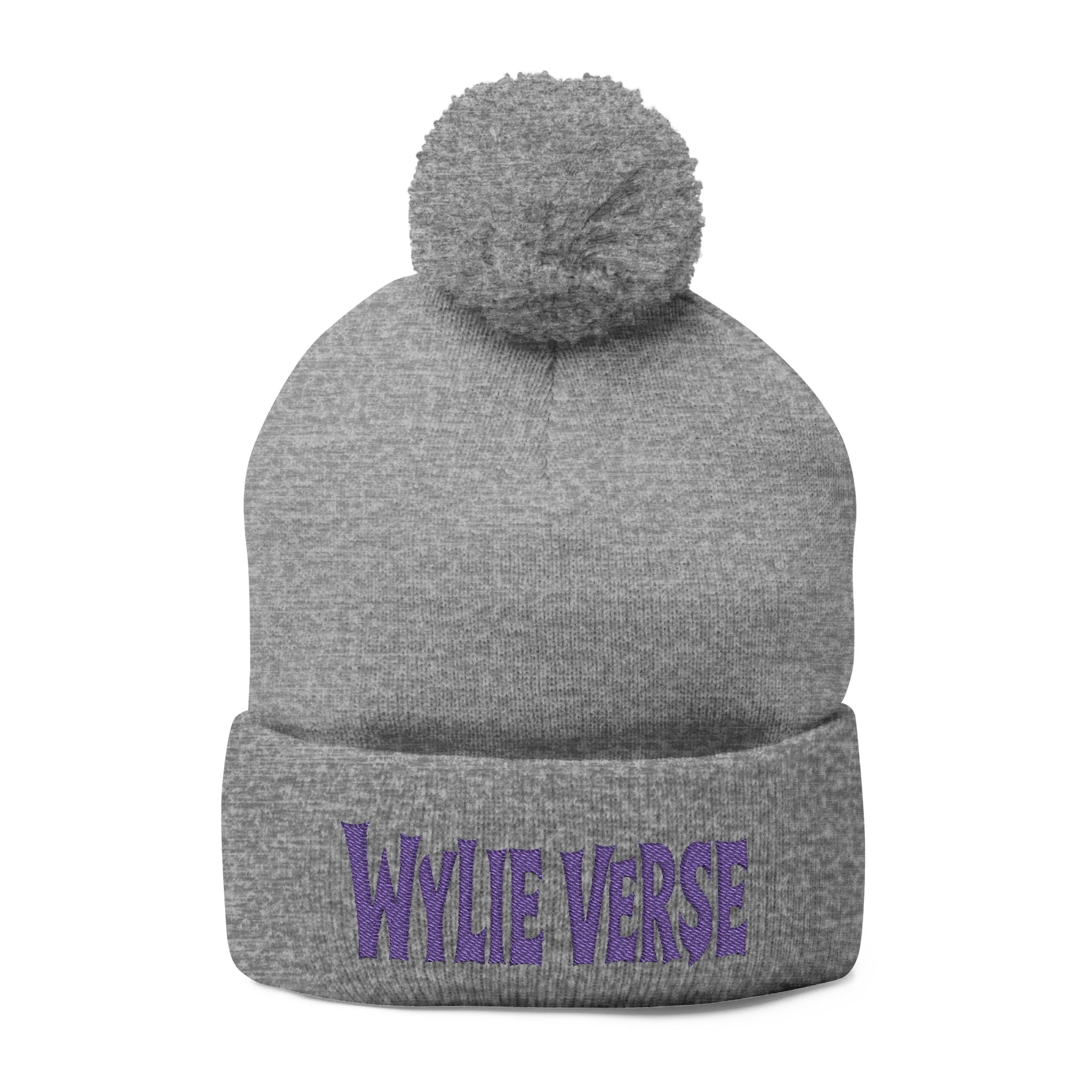Wylie Verse Pom-Pom Knit Cap with Embroidery