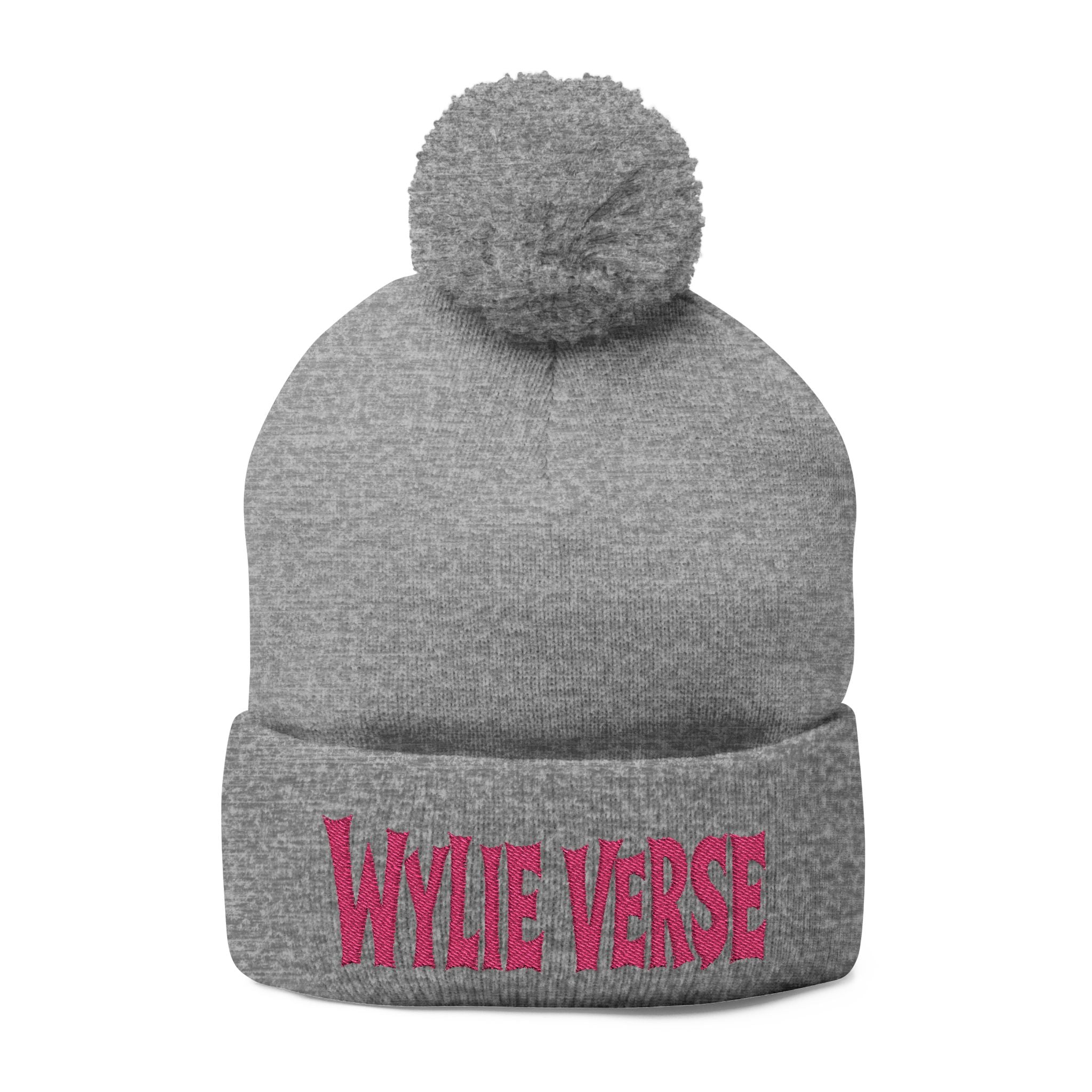 Wylie Verse Pom-Pom Knit Cap with Embroidery