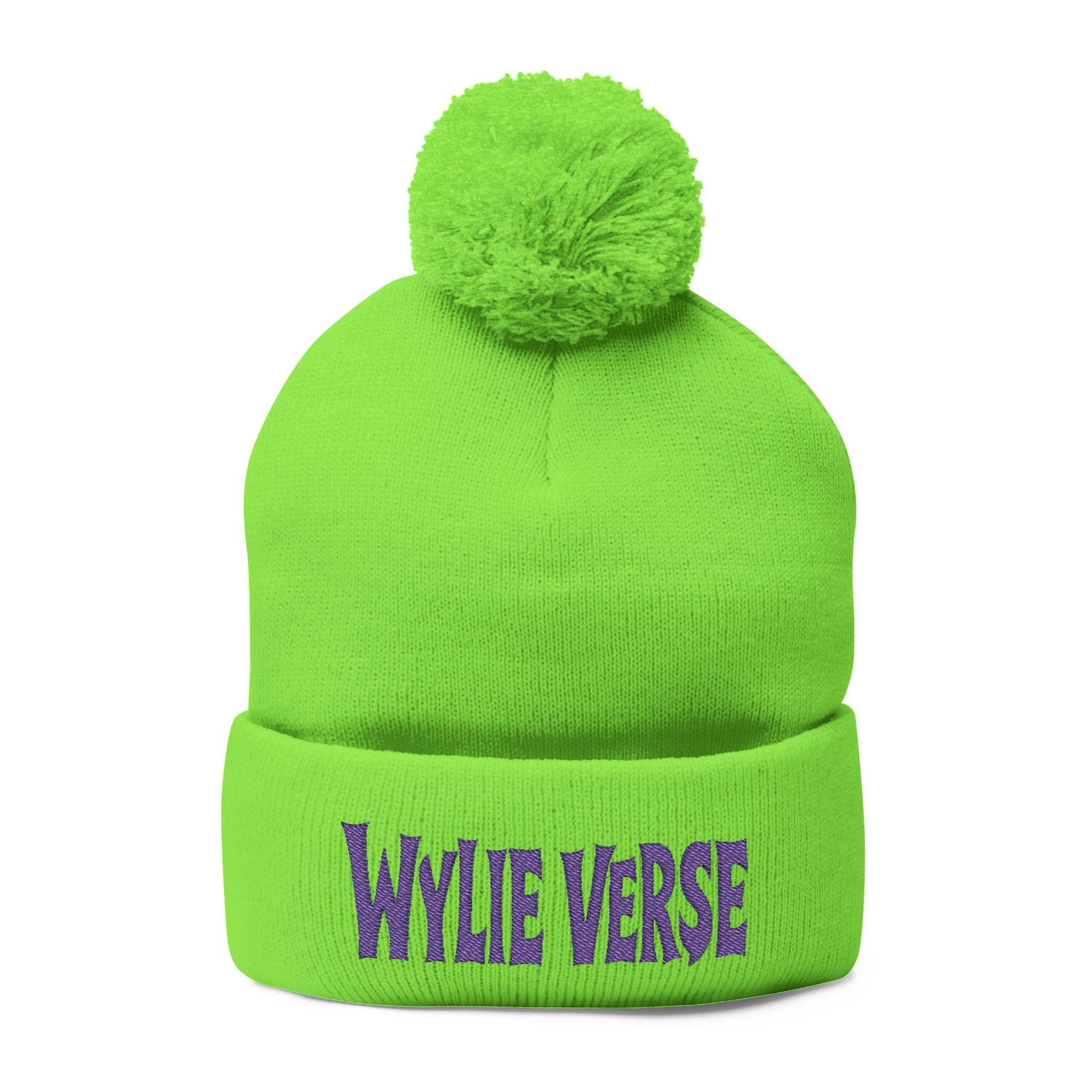 Wylie Verse Pom-Pom Knit Cap with Embroidery