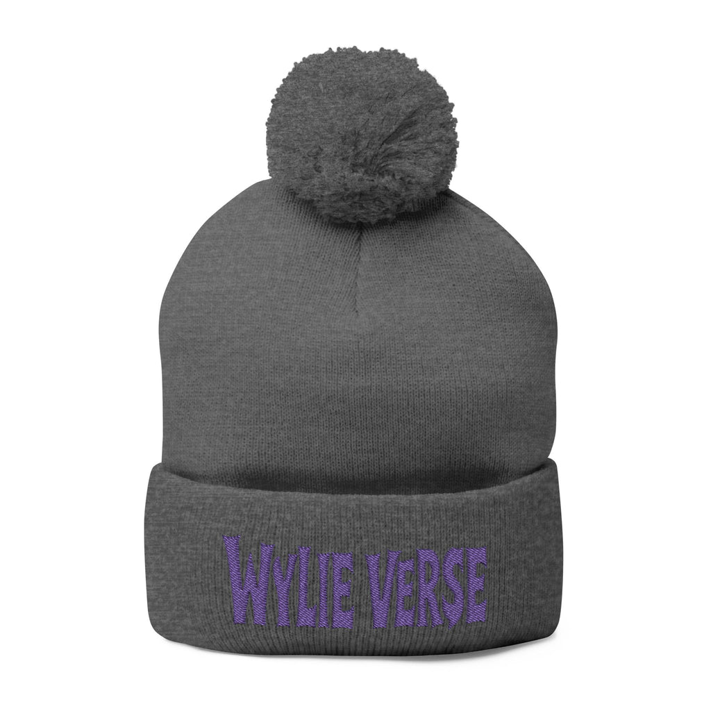 Wylie Verse Pom-Pom Knit Cap with Embroidery