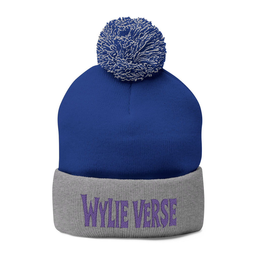 Wylie Verse Pom-Pom Knit Cap with Embroidery