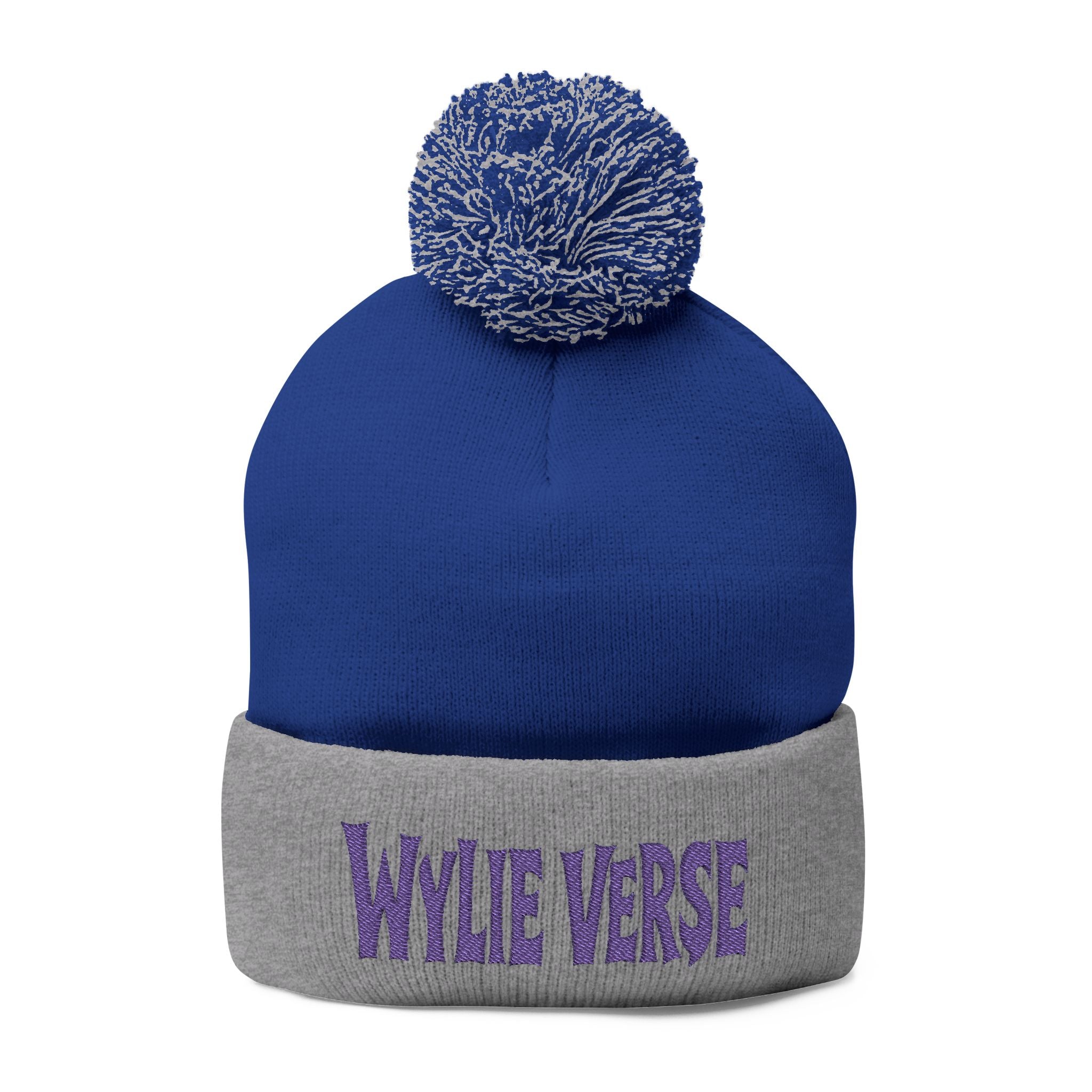 Wylie Verse Pom-Pom Knit Cap with Embroidery