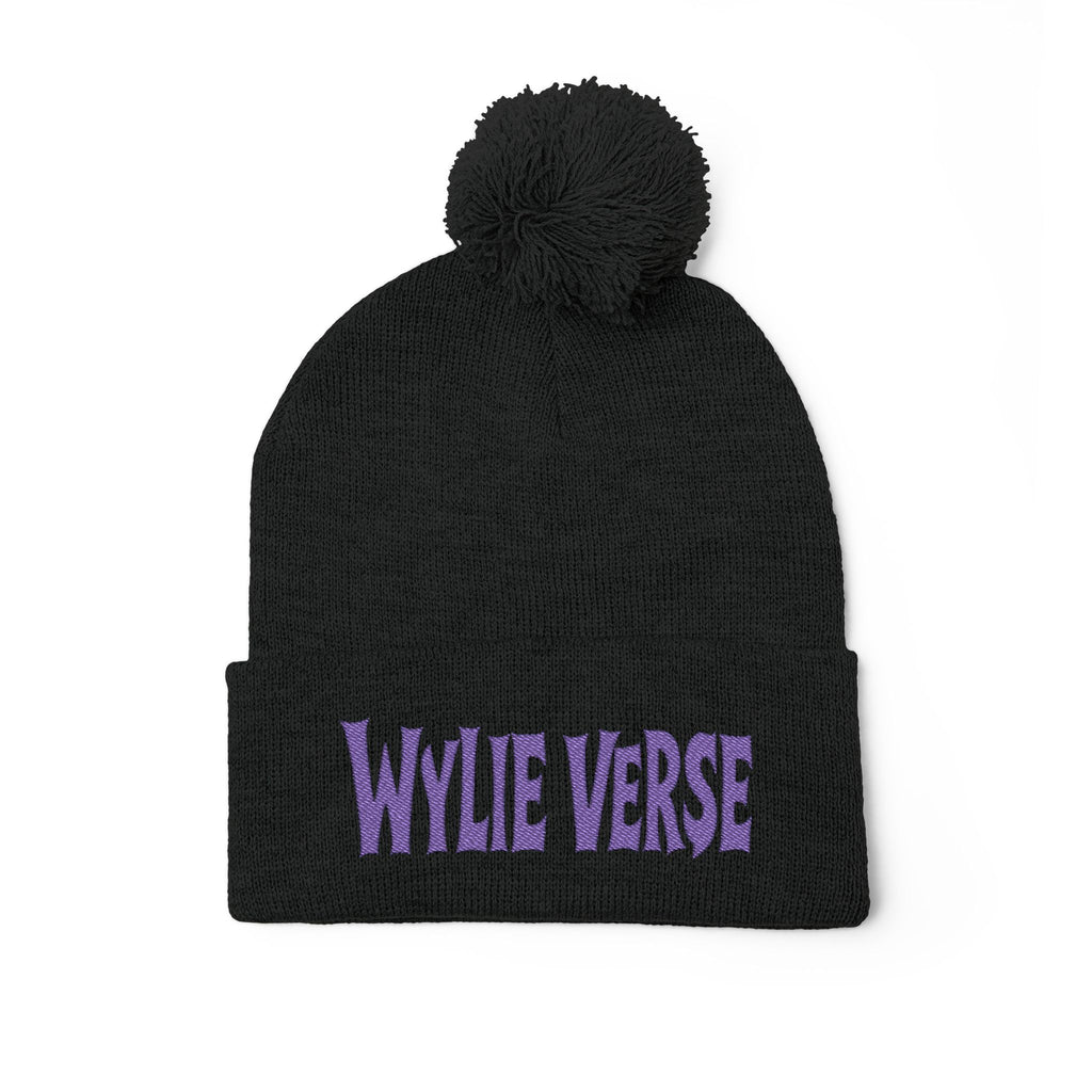 Wylie Verse Pom-Pom Knit Cap with Embroidery