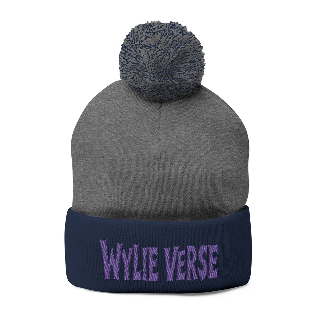 Wylie Verse Pom-Pom Knit Cap with Embroidery