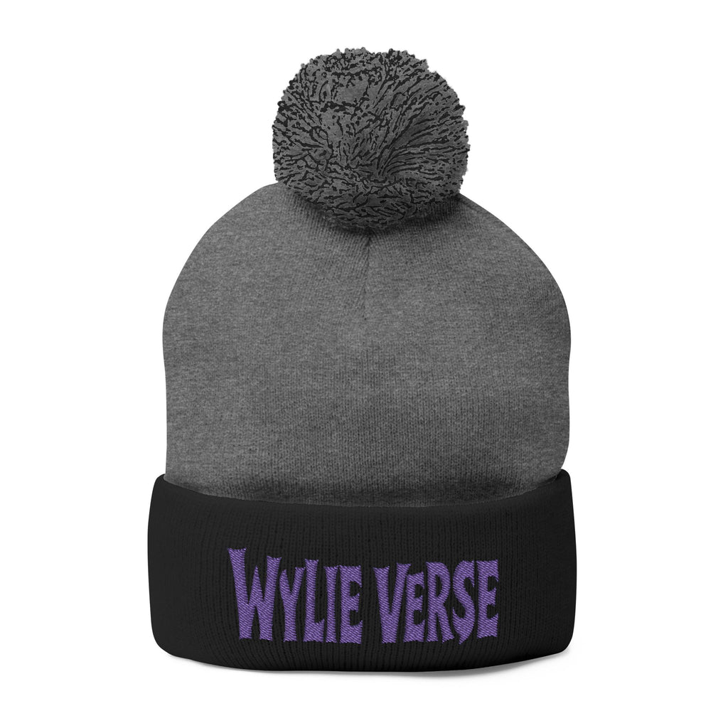 Wylie Verse Pom-Pom Knit Cap with Embroidery