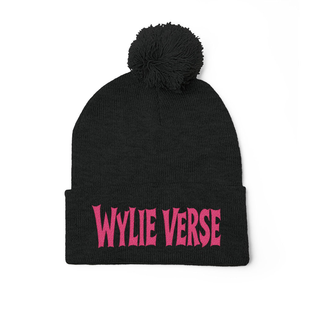 Wylie Verse Pom-Pom Knit Cap with Embroidery