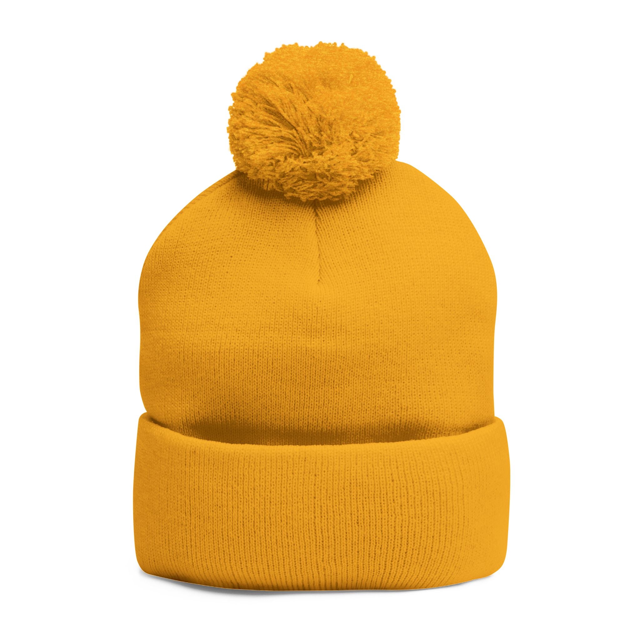 Wylie Verse Pom-Pom Knit Cap with Embroidery